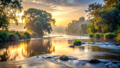 sunrise over the river