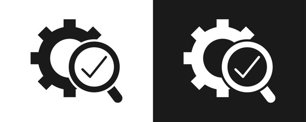 Quality Control Icon Set Glyph In White And Black Background