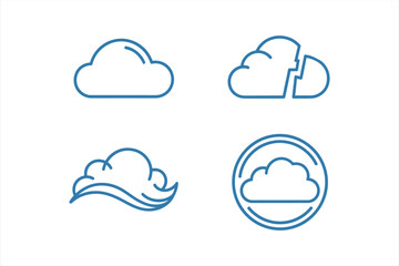 Modern Cloud Computing Outline Icon Set