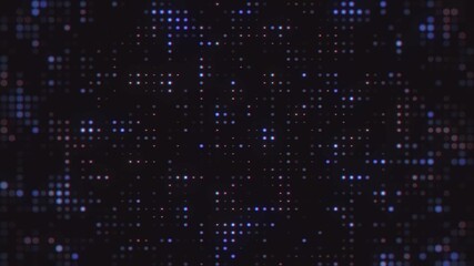 Abstract dark technology background with glowing blue and purple digital dots
 - Powered by Adobe