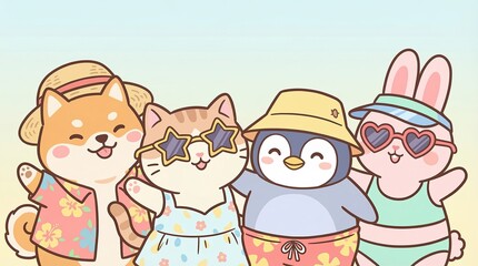 Cute CGI Animals Enjoying Summer Fun Together