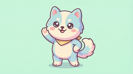 Cute Cartoon Dog Character with Friendly Expression