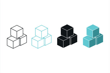 Stacked Isometric Cubes Icons