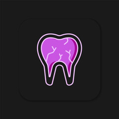 Filled outline Broken tooth icon isolated on black background. Dental problem icon. Dental care symbol. Flat filled outline style with shadow. Vector