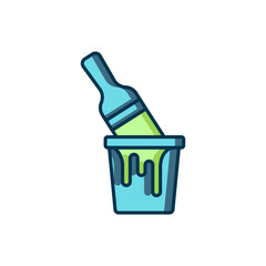 Filled outline Paint bucket with brush icon isolated on white background. Flat filled outline style with shadow. Vector