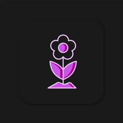 Filled outline Flower icon isolated on black background. Flat filled outline style with shadow. Vector