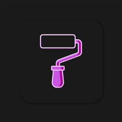 Filled outline Paint roller brush icon isolated on black background. Flat filled outline style with shadow. Vector