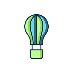 Filled outline Hot air balloon icon isolated on white background. Air transport for travel. Flat filled outline style with shadow. Vector