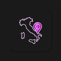 Filled outline Map of Italy icon isolated on black background. Flat filled outline style with shadow. Vector