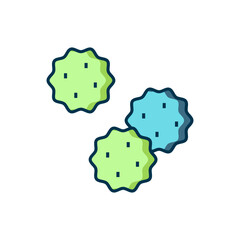 Filled outline Cookie or biscuit with chocolate icon isolated on white background. Flat filled outline style with shadow. Vector