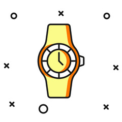 Filled outline Wrist watch icon isolated on white background. Wristwatch icon. Flat filled outline style with shadow. Vector