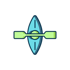 Filled outline Kayak and paddle icon isolated on white background. Kayak and canoe for fishing and tourism. Outdoor activities. Flat filled outline style with shadow. Vector