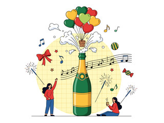 Celebrate with Style: Vector Illustration of a Joyful Party