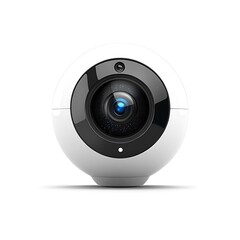 Modern white spherical security camera with a wide lens Keywords: camera, security, photo