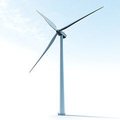 Modern wind turbine against a clear sky with subtle clouds renewable energy sustainable photo