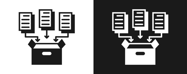 Data Collection Icon Set Glyph In White And Black Background