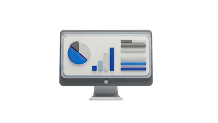 3D Render of a Computer Displaying Data Analysis