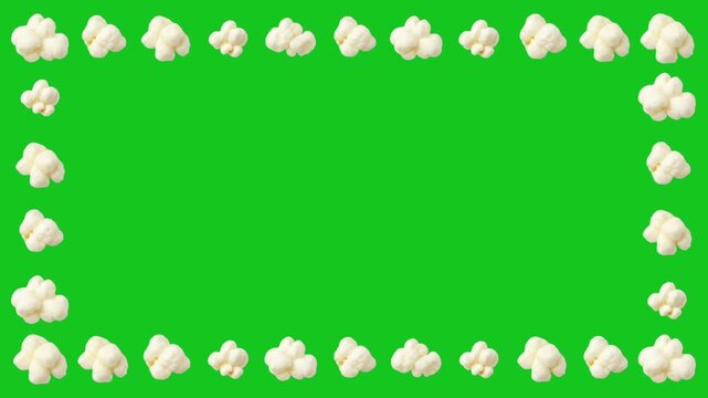 Fresh popcorn decorative frame motion graphics with green screen background