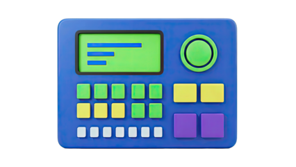 Abstract Music Production Device on White Background