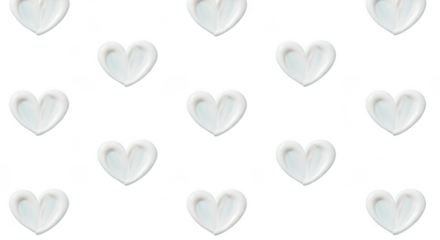 White hearts pattern isolated on transparent background, vector illustration of multiple hearts in a repeating design