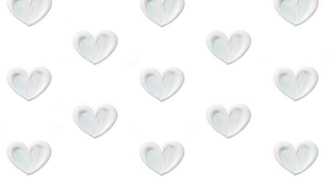 White hearts pattern isolated on transparent background, vector illustration of multiple hearts in a repeating design - Powered by Adobe