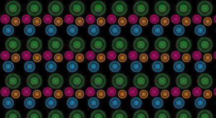 Colorful Geometric Circle Pattern Background on Black