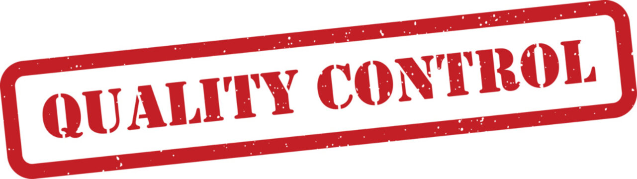 Red quality control stamp on white background