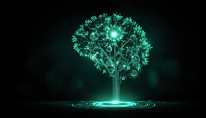 Obraz premium Artificial Intelligence Brain Tree Representing Smart Nature Technology
