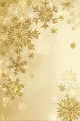 Golden snowflakes border on elegant festive background with sparkle light and winter holiday glow