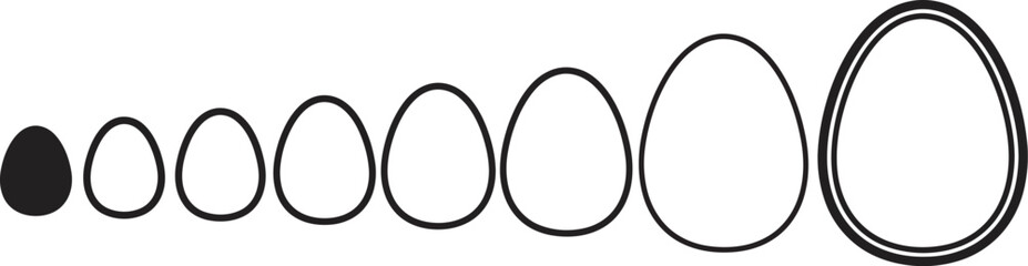 Easter eggs in various sizes on easter day symbolizing growth and renewal