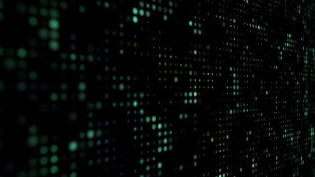 Abstract technology background with glowing cyan digital dot matrix grid
