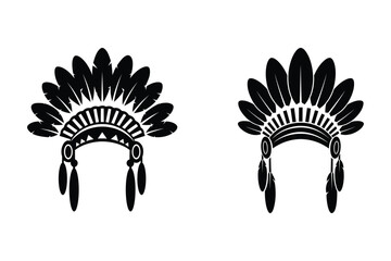 headdress feather war bonnet vector icon tribal silhouette