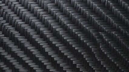 A close-up view of a black carbon fiber surface with a repeating pattern of diagonal lines and geometric shapes