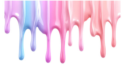 Red paint drip splatter flowing from top, isolated on a white background