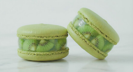 [AI] Kiwi Macaron with Fresh Kiwi Filling