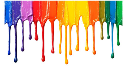 Red paint drip splatter flowing from top, isolated on a white background