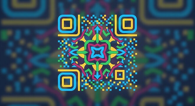 Vibrant geometric pattern with colorful shapes and designs - Powered by Adobe
