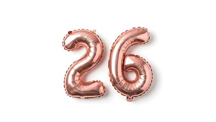 Fototapeta premium Rose gold number 26 balloons for birthday celebration