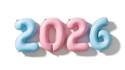 Happy new year 2026 celebration with colorful balloons