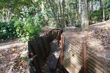 Inside a preserved World War I trench at Sanctuary Wood, Hill 62, Belgium