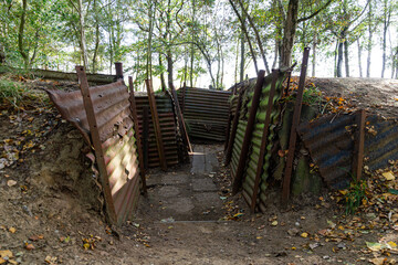 Entrance to a preserved World War I trench at Sanctuary Wood, Hill 62, Belgium