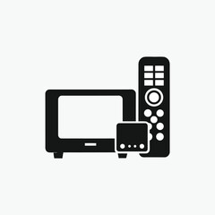 television with remote icon silhoutte vector template 