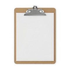 Clipboard with paper isolated on white background