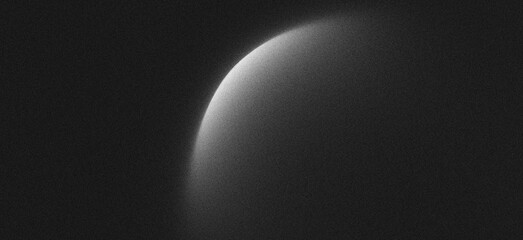 Abstract Monochrome Light Crescent on Dark Grainy Texture, Modern Gradient Background
