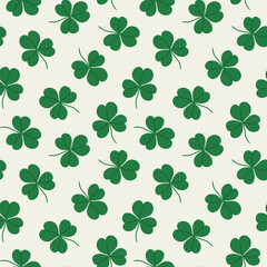 seamless pattern with clover leaves, St Patricks Day background, great for wrapping, textile, wallpaper, greeting card- vector illustration