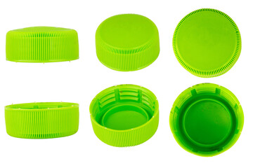 Green bottle cap isolated on white background recycle