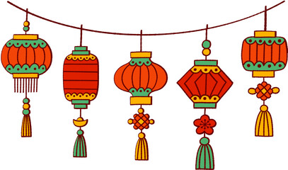 Chinese Lantern Border Vector Illustration