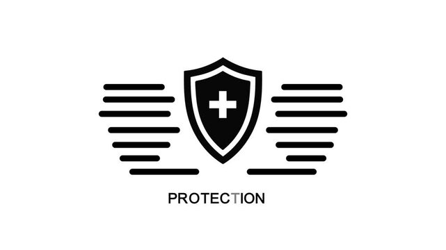 An illustration of a logo about healthy protection in black and white lines 