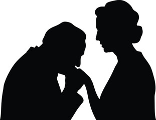 Silhouette of a man and woman in a romantic or intimate moment