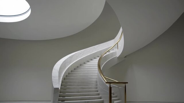 Modern staircase design in a minimalist space with natural light from above
